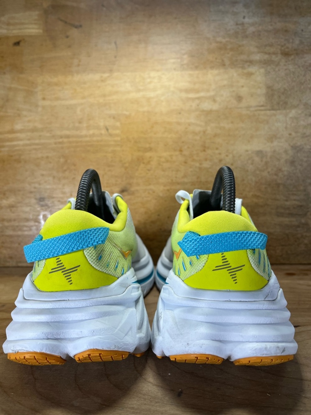 Hoka One One Bondi X Womens Size 8.5 Running Shoes Sneakers White Yellow Blue - Picture 5 of 12